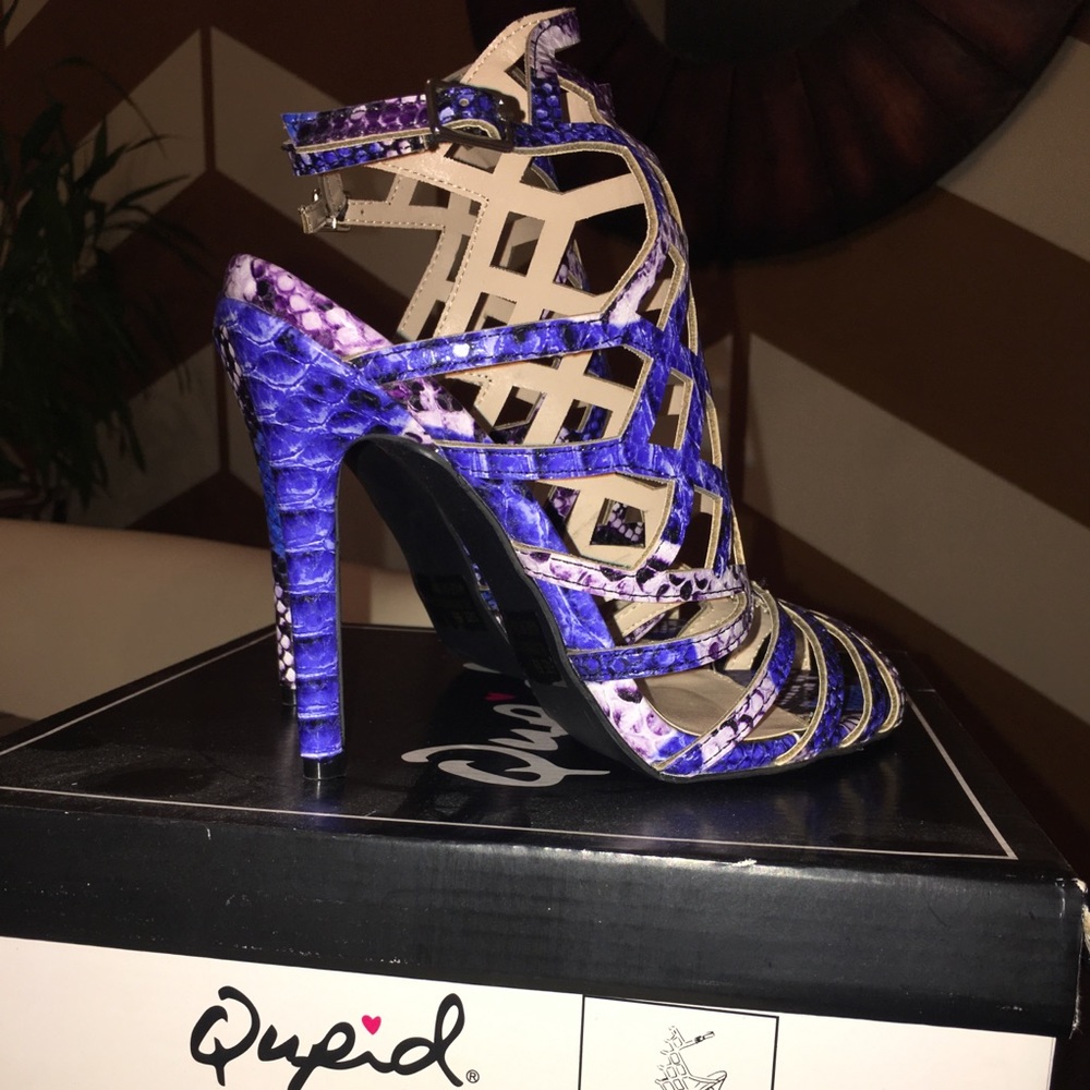 Qupid Blue & Purple Snakeskin Sandal